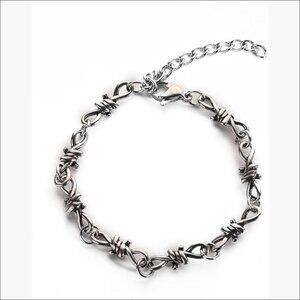 Stainless Steel Gothic Barbed Wire Chain Bracelet Punk Thorns Link